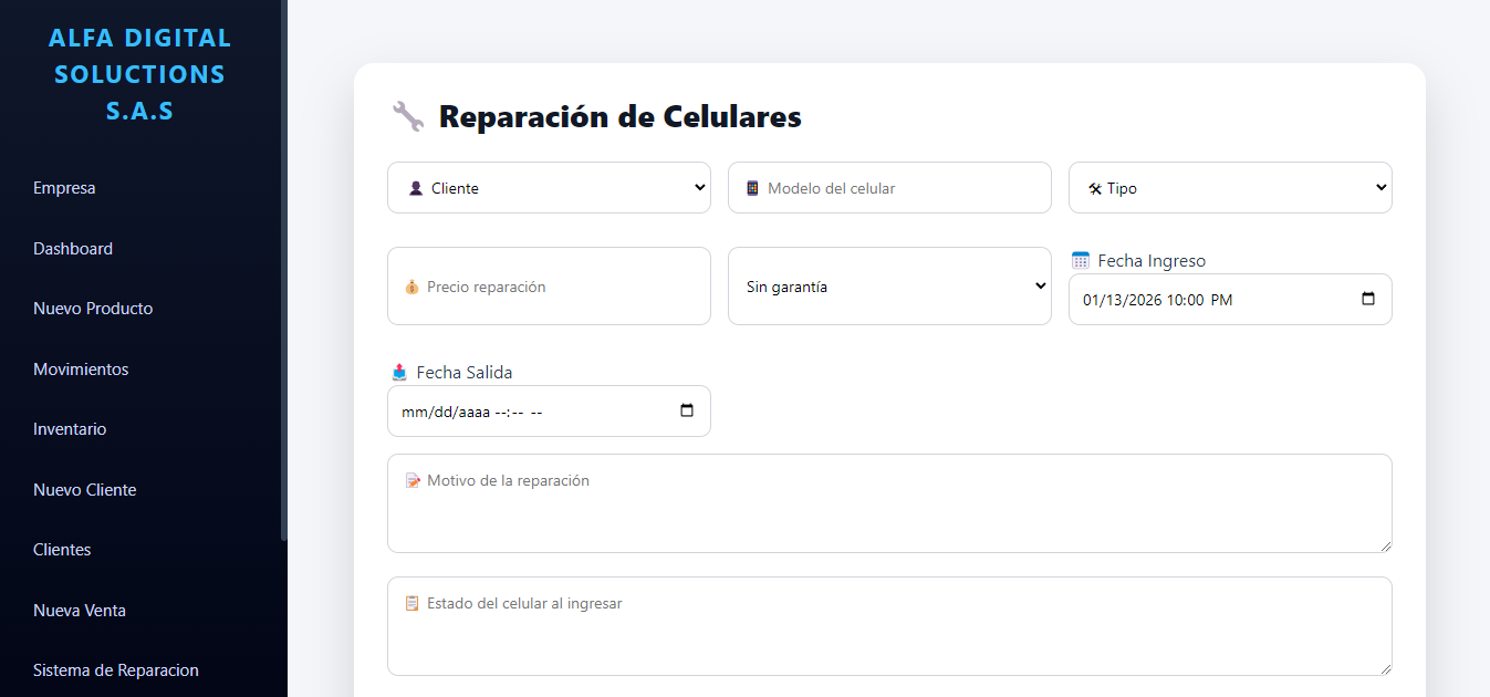 Software de reparaciones y garantía